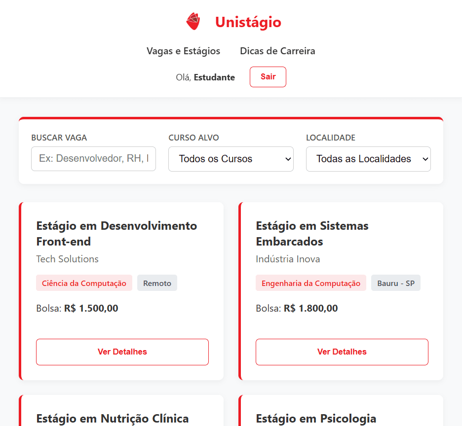 Portal Talentos UNISAGRADO (UniStágio)
